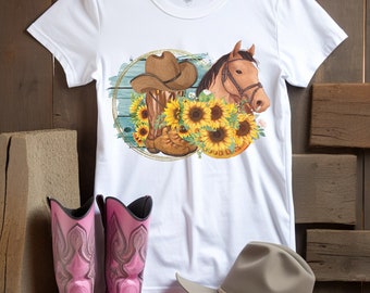 Cowgirl Boots & Horse PNG: Western Sublimation Design (Digital Download)