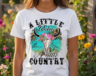Boho Cow Skull Sublimation Design: Western Country PNG (Digital Download)