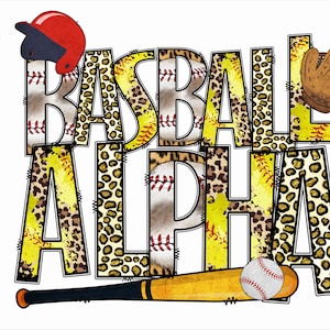 Baseball and softball Alphabet Letters PNG Bundle, Baseball leopard png, Baseball Sublimation Alpha Set, Baseball Sports Doodle Letters