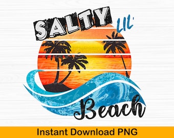 Playa pequeña y salada PNG, diseño de sublimación de palmera veraniega (descarga digital)