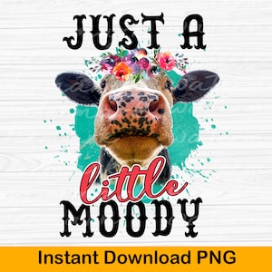 Funny Cow Sublimation PNG Art Print | Little Moody Farm Animal Design