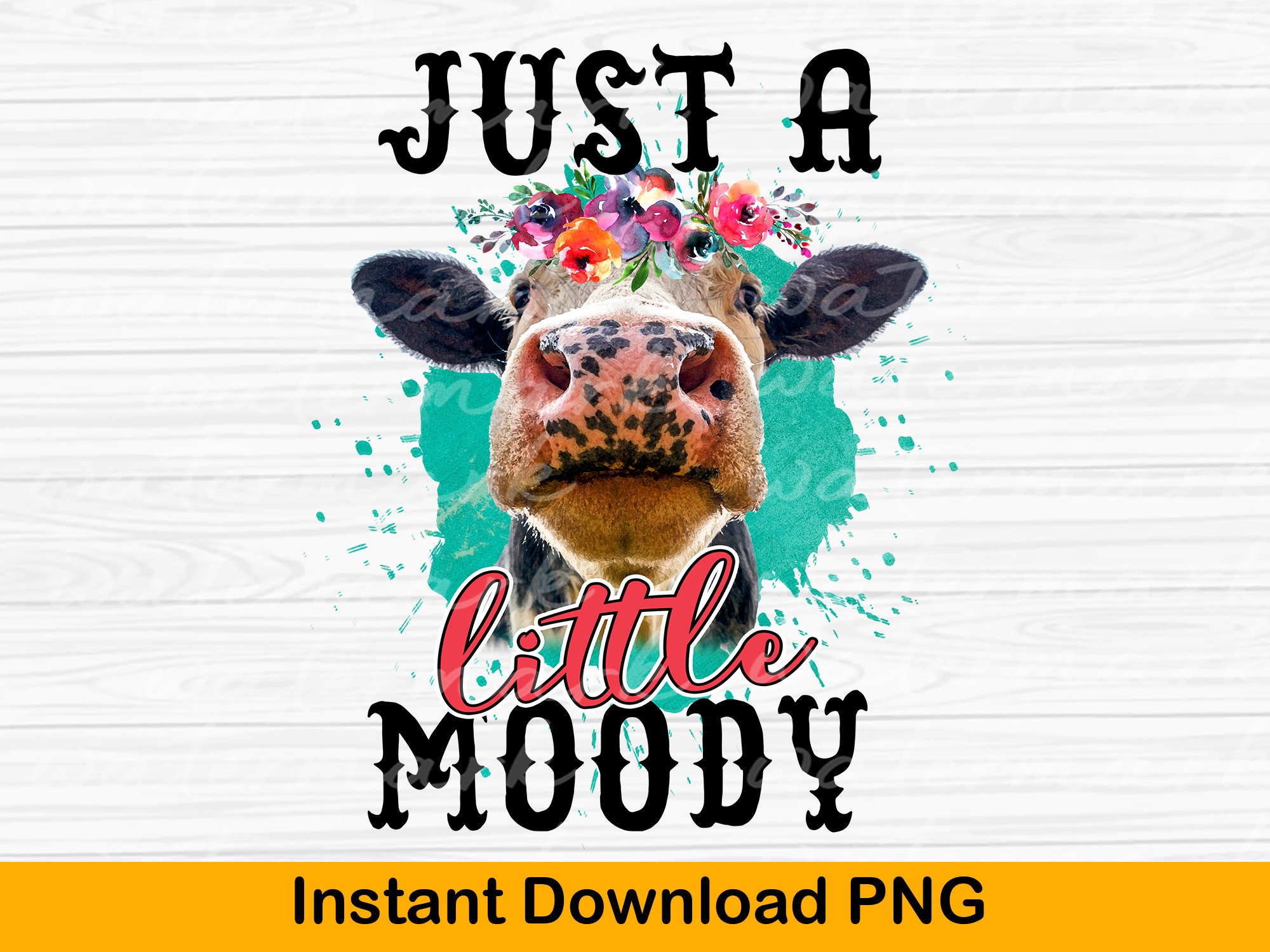 Funny Cow Sublimation PNG Art Print | Little Moody Farm Animal Design ...