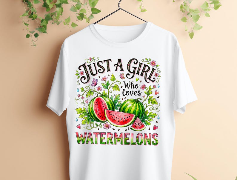 Girls Just A Girl Who Loves Watermelons PNG, Cute Watermelon Sublimation, Watermelon Clipart, Fruit png, Summer Fruit png