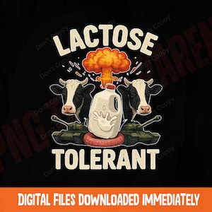 Lactose Tolerant PNG, Funny Milk Lover Design, Cow Tank Explosion Clipart, Humorous Dairy Power Art, Transparent PNG