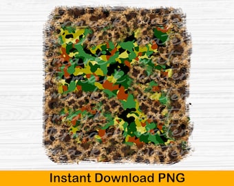 Camo Leopard Grunge Background, Distressed Camouflage Frame PNG (Digital Download)