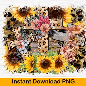 Western Cross PNG for Sublimation Printing - Religious Cross Design for Crafting