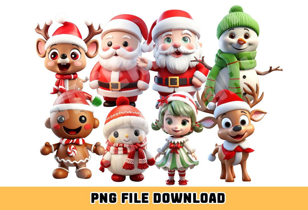 Niedliches 3D Weihnachten png, Weihnachts Charaktere Clipart