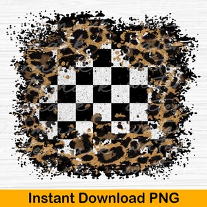Checkered Flag and Leopard grunge background PNG, Checkered PNG Backsplash Sublimation