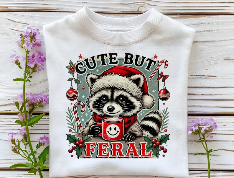 Feral Girl Christmas Shirt Png, Funny Xmas Toddler Design, Cute but