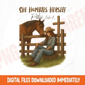 Christian Cowgirl PNG: Western Faith-sublimatieontwerp (digitale download)