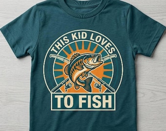 A este niño le encanta pescar PNG, diseño de sublimación de peces, descarga digital, camiseta de pesca