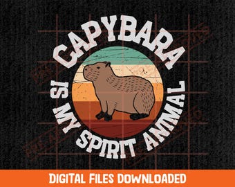 Retro Capybara PNG: Funny Spirit Animal Shirt (Digital Download)