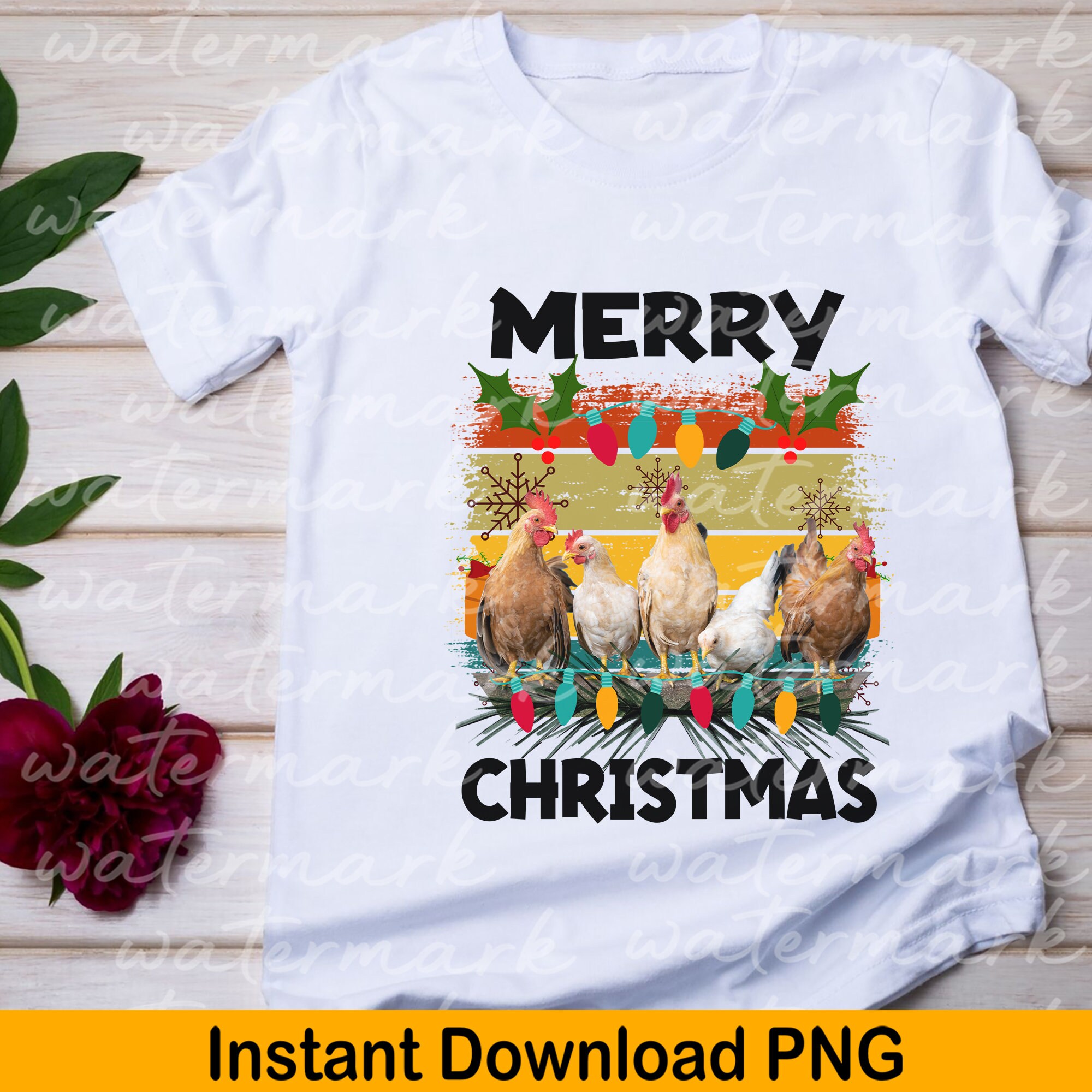 Merry Christmas Chicken Png Chicken Design Chicken | Etsy