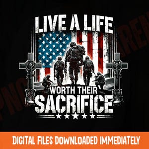 Military Sacrifice PNG: Veteran American Flag Design (Digital Download)