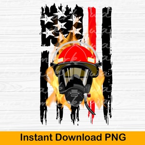 Firefighter sublimation png, Thin Red Line flag png, Firefighter Png