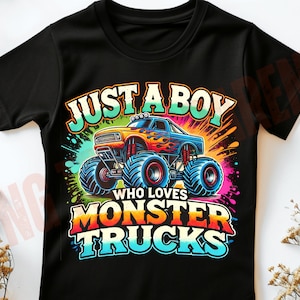 Just a Boy Who Loves Monster Trucks png, Monster Truck png, Truck png Design, Boy Truck png, Kids Monster Truck Digital Download