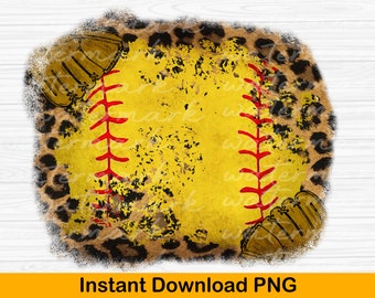 Leopard Distressed Softball Splash Frame (PNG Digital Design)