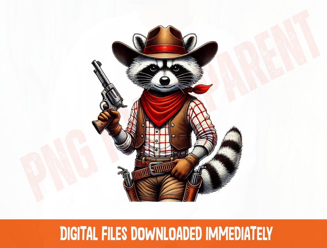 Cowboy Raccoon Png, Western Raccoon Sublimation, Funny Raccoon Art ...
