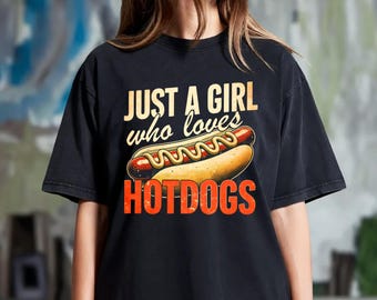 Hot Dog Lover PNG: Girl with Hotdogs Sublimation Design (Digital Download)