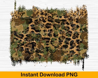 Amouflage Leopard Camo Frame PNG: Grunge Sublimation Background (Digital Download)