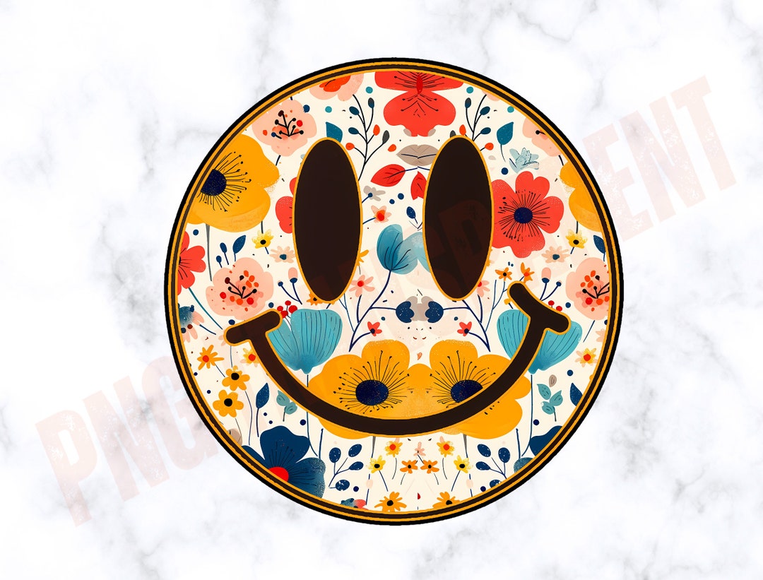 Retro Flower Png Distressed Smile Face PNG Stay Groovy 70s Inspired Png ...