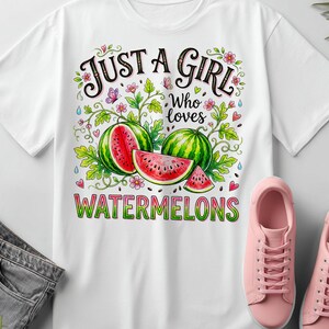 Just A Girl Who Loves Watermeloenen png, zomerfruit clipart (digitale download) afbeelding 6