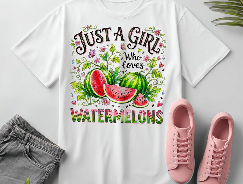 Just A Girl Who Loves Watermeloenen png, zomerfruit clipart (digitale download) afbeelding 6