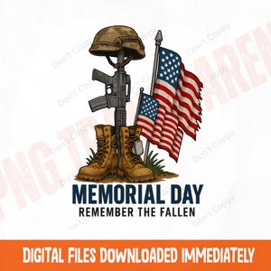 Memorial Day PNG: Remember Fallen Soldiers, USA Flag Tribute (Digital Download)