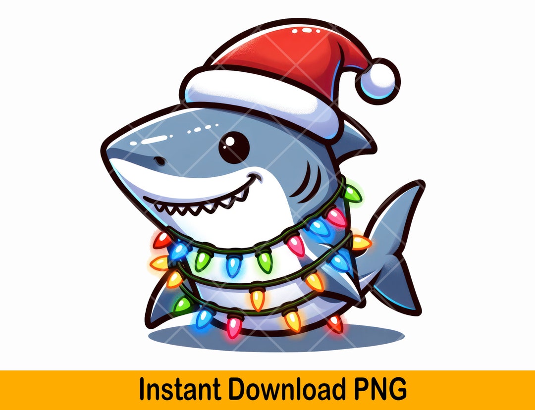 Santa Shark Christmas Lights, Xmas Boys Png, Scuba Diver Christmas ...