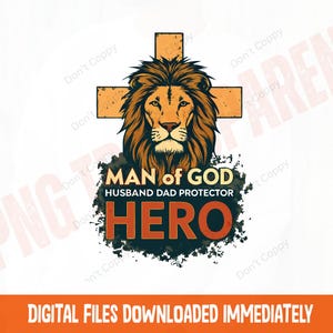 Christian Dad Lion PNG: Man of God Bible Verse Design (Digital Download)