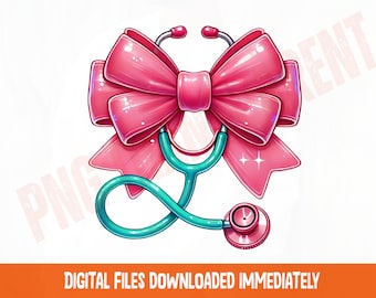 Coquette Nurse PNG, Retro Bow Medical Graphic (Digital Download)