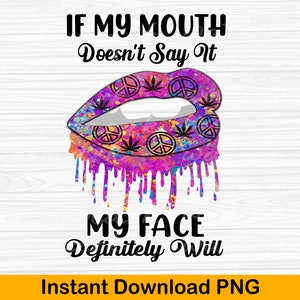 Hippie Lips PNG: Colorful Face Design (Instant Download)