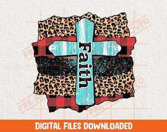 Cruz de la Fe Occidental PNG: Leopardo, Cuadros, Diseño Cristiano Rústico (Descarga Digital)