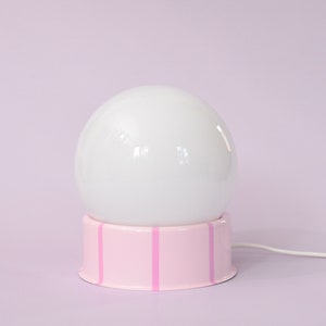 Vintage pink table lamp with a glass sphere, Danish design
