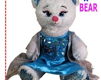Peluches: Construye un oso de peluche de Elsa, Frozen, de Disney, de 17 pulgadas, con vestido, osito de peluche retirado
