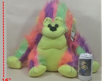 Plush Toys: 16" Gorilla Stuffed Rainbow Tie- Dye Animal-Toy Factory -New with Tag.