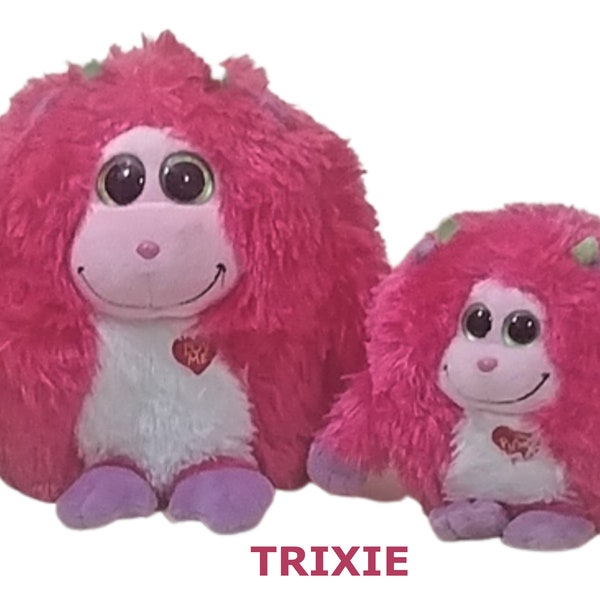 Ty Plush: Lot of 2 Ty TRIXI Monstaz the Pink Plush- Small 5" and Large 10"-without Swing Tag.