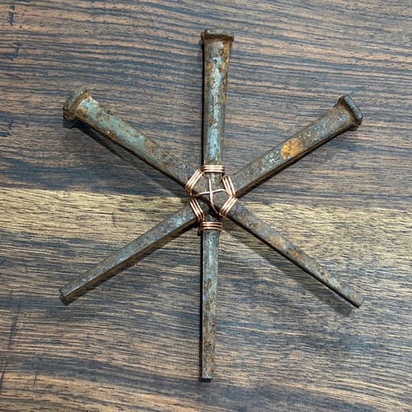 Iron Nail Protection Star | Handmade Folk Magic Home Ward | Witchcraft Protection | Witchy Home Decor & Gift