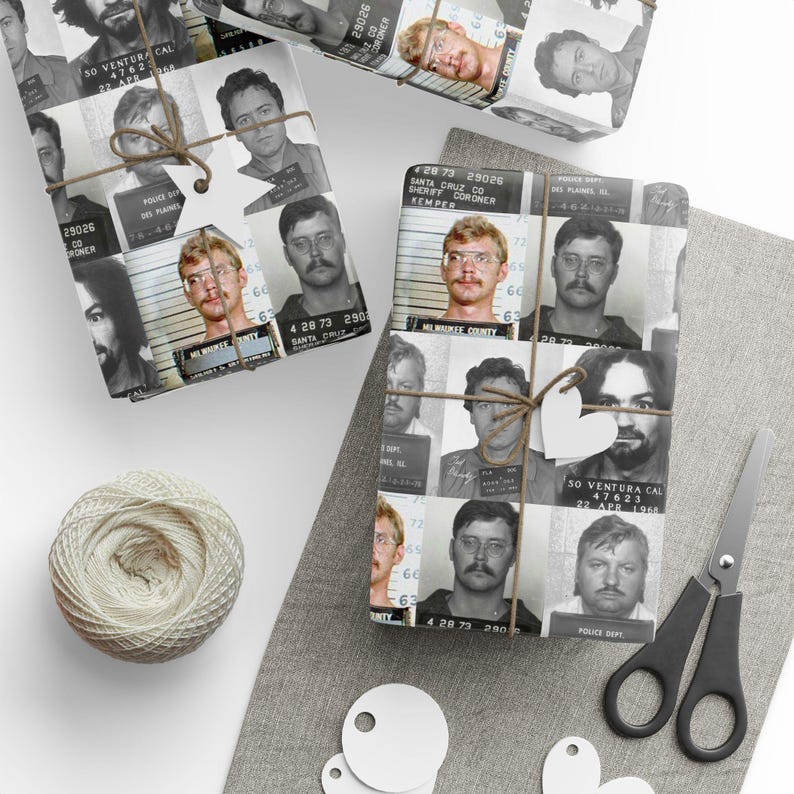 Gift Wrap, Serial Killer Wrapping Paper - Killer Gift Presentation, True Crime Gift Wrap, Unique Gift Wrap, Creepy Wrapping Paper, Horror image 1