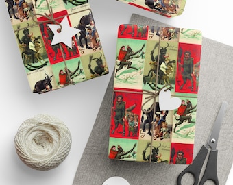 Krampus Wrapping Papers, Christmas Gift Wrap with Oddities and Folklore Design, Holiday Wrapping, Unique Gift Wrap, Krampusnacht