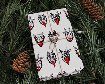 Krampus Wrapping Paper, Krampusnacht, Evil Christmas, Dark Santa, Horror Wrapping Paper, Holiday Wrap, Dark Holiday Theme