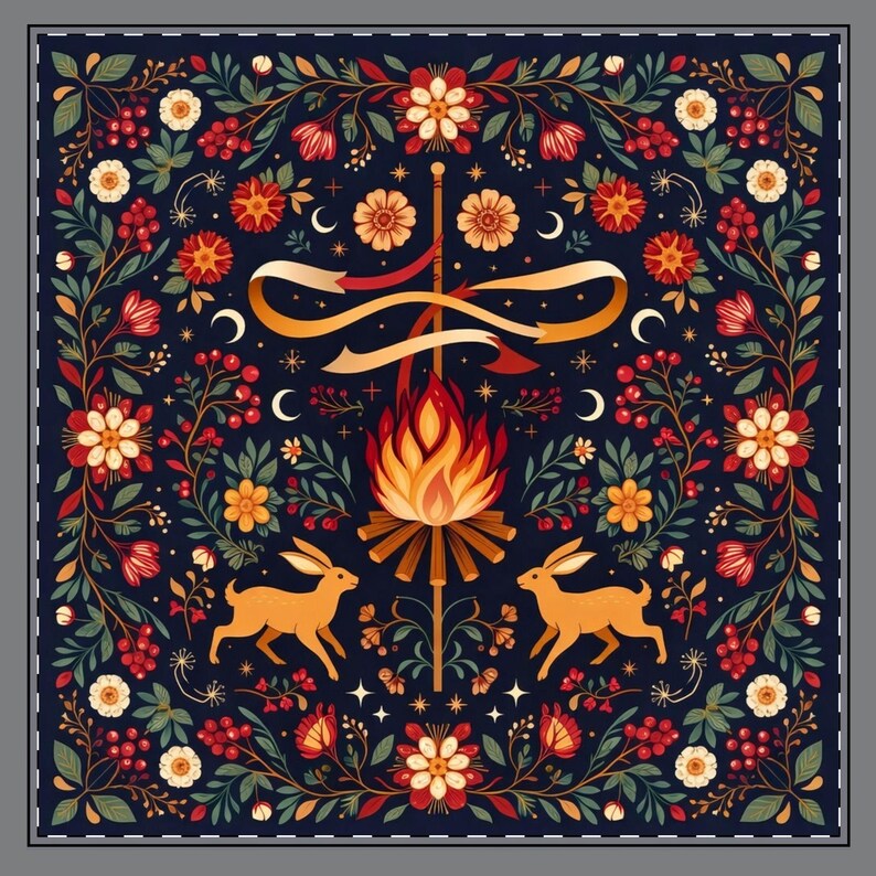 Pagan Fertility Rituals Beltane Altar Cloth | Maypole Fire Ritual Design, Pagan Fertility Decor ...