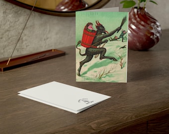 Krampus  Cards - Set of 10, Christmas Cards, Krampusnacht Cards, Holiday Greetings, Festive Stationery