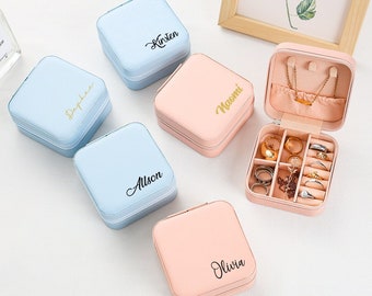 Personalized Jewelry Box, Travel Jewelry Case, Bridesmaid Jewelry Box,Wedding Bridesmaid,Bridal Shower Party,Thank You Gift,Best Friend Gift