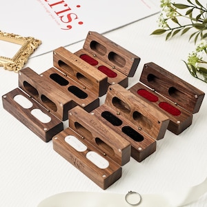 Personalized 2-Slot Ring Box Engraved Wooden Ring Box Custom Engagement Ring Box Wedding Ring Bearer Gift Anniversary Gift for Couple