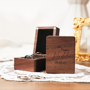 Custom Triple Ring Box, Engraved Ring Box, Wooden Wedding Ceremony Ring Box, Triple Ring Bearer, Proposal Ring Box Holder, Wedding Gift