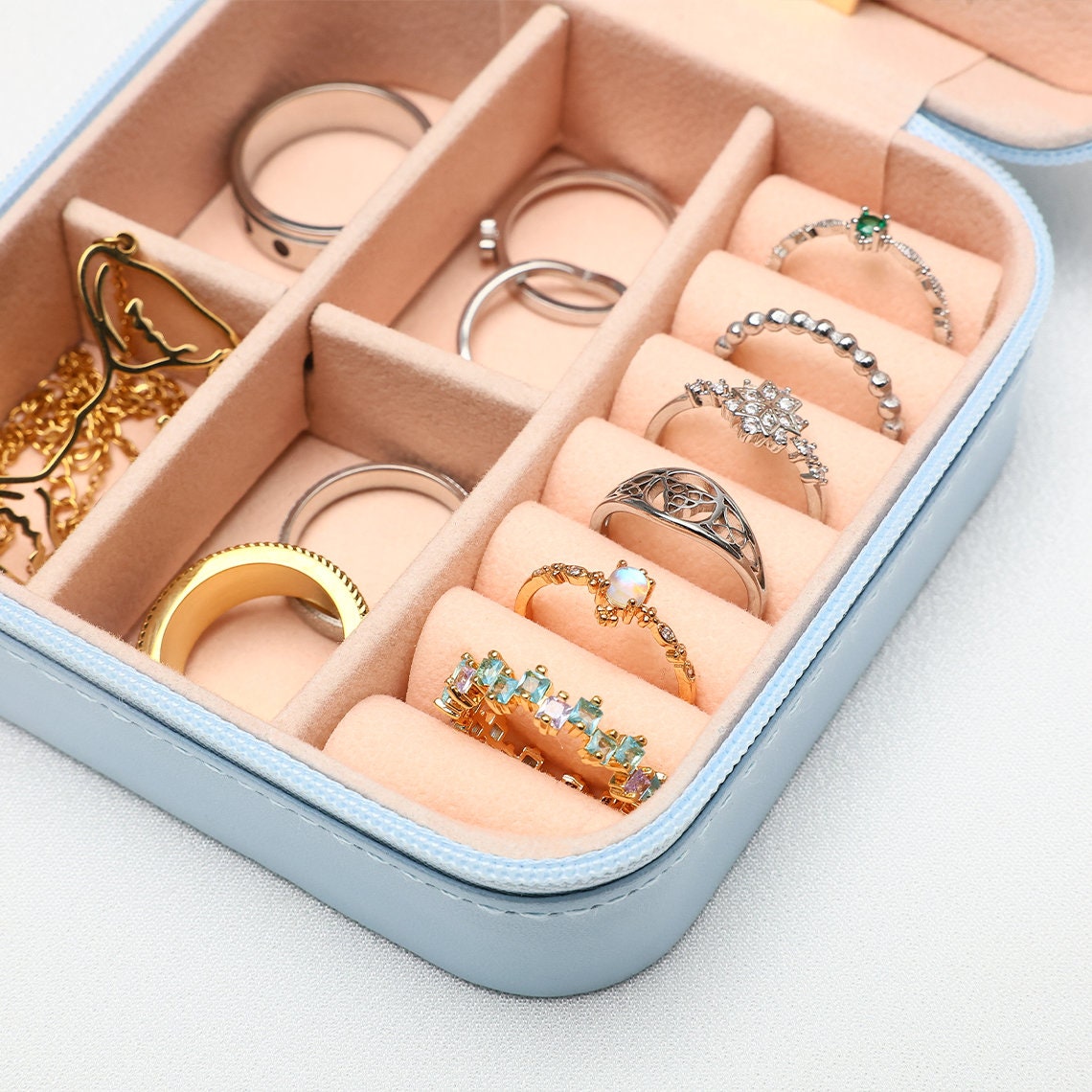 Personalized Leather Jewelry Box - Custom Name & Birth Flower Travel Case, Velvet Lined Organizer For Women