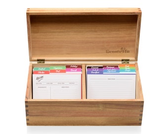 Recipe Box Wood Recipe Box Recipe Card Box Index Card Box Recipe Cards Recipe Boxes Recipe Card Dividers Recipe Box and Cards Recipe Holder