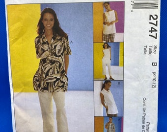 McCALL’S 2747 misses petite shirt,top,pull on pants and shorts 2000 sewing pattern