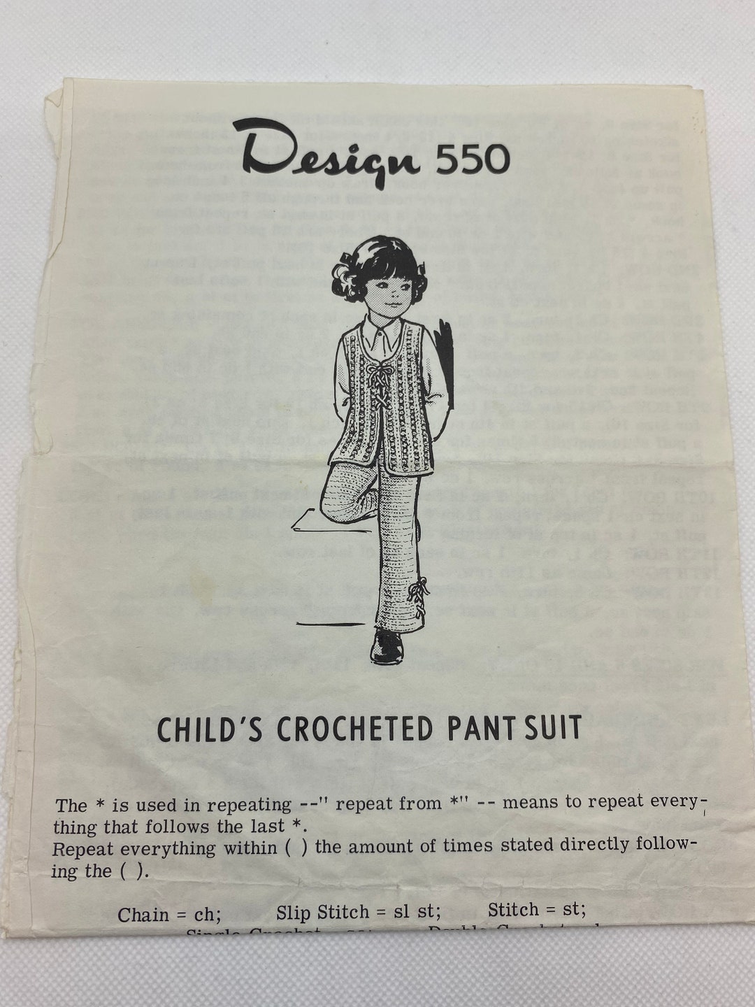 Childs Crochet Pant Suit Vintage Design 550 Etsy